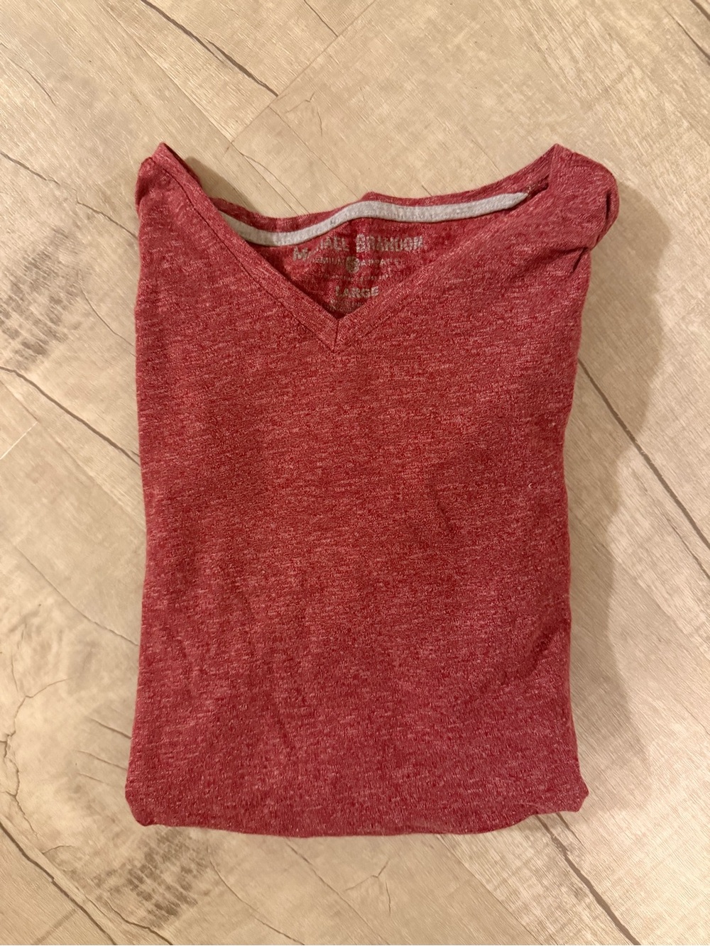 Michael Brandon Heathered Red V-Neck Tee
